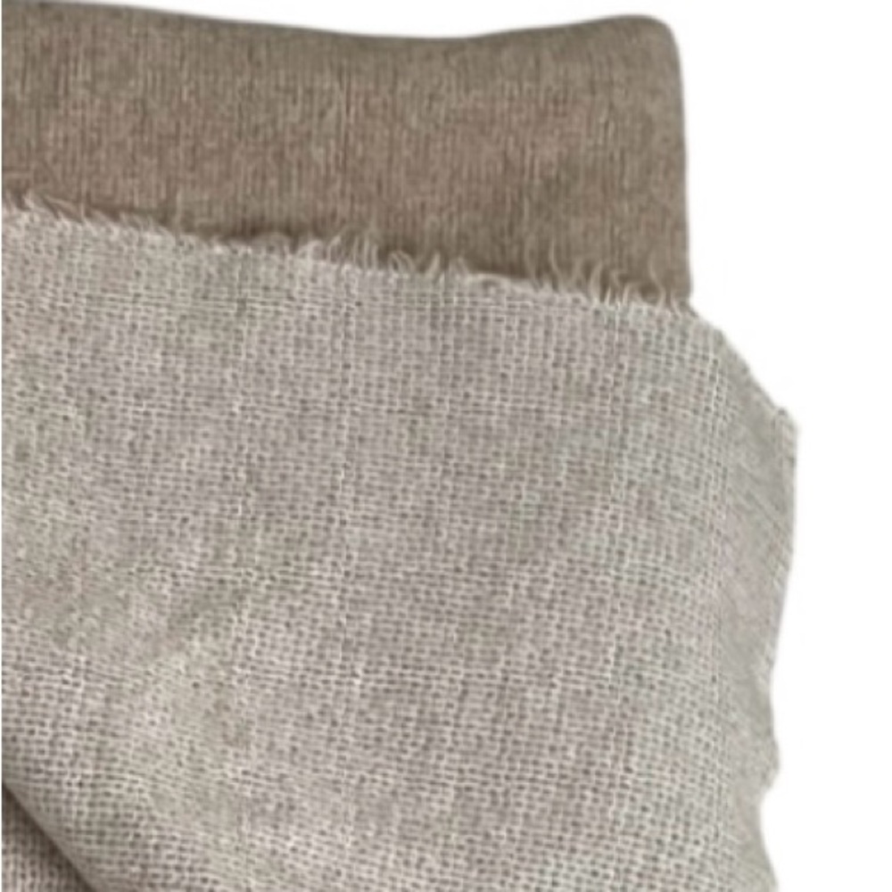 Handmade Handwoven Wool Striped Throw Blanket Tan Grey - Picture 11 of 11